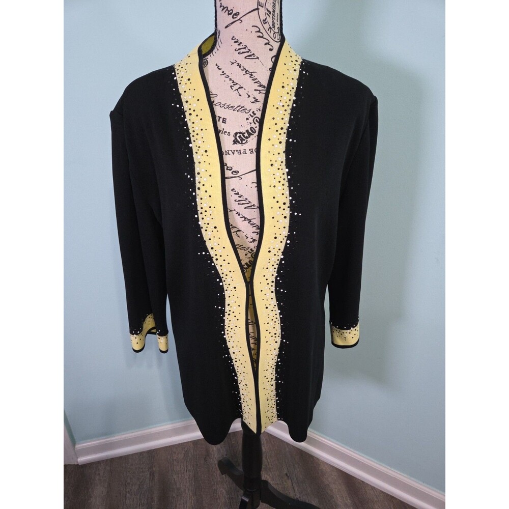Ming Wang large Fine Detail Yellow Black Imperial Asian 3/4 Art-to-Wear Jacket